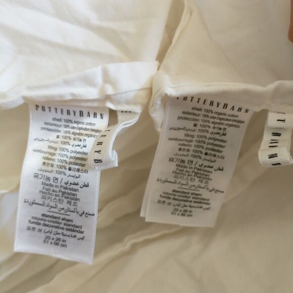 Pottery Barn Pillow Cover Standard White Textured Waffle Padded OrganicCotton 2x - Picture 6 of 9